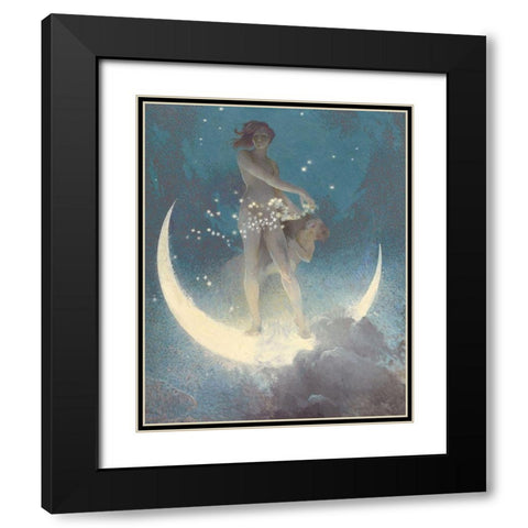 Spring Scattering Stars Black Modern Wood Framed Art Print with Double Matting by Blashfield, Edwin