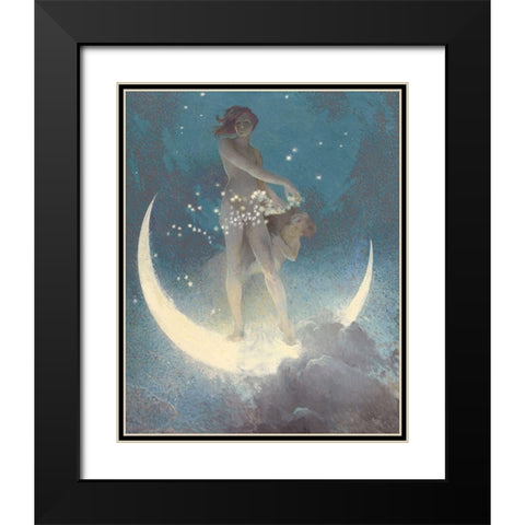 Spring Scattering Stars Black Modern Wood Framed Art Print with Double Matting by Blashfield, Edwin