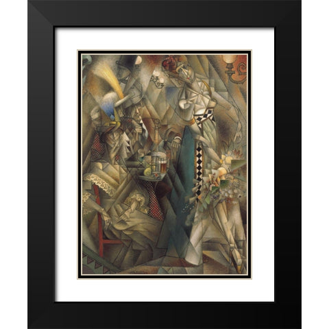 Dancer in a Cafe Black Modern Wood Framed Art Print with Double Matting by Metzinger, Jean