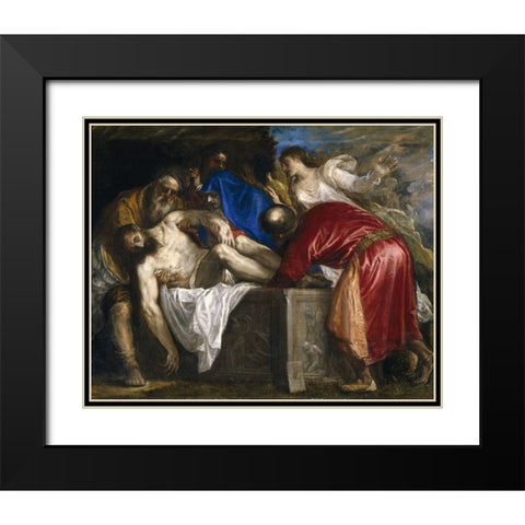 The Entombment Black Modern Wood Framed Art Print with Double Matting by Titian