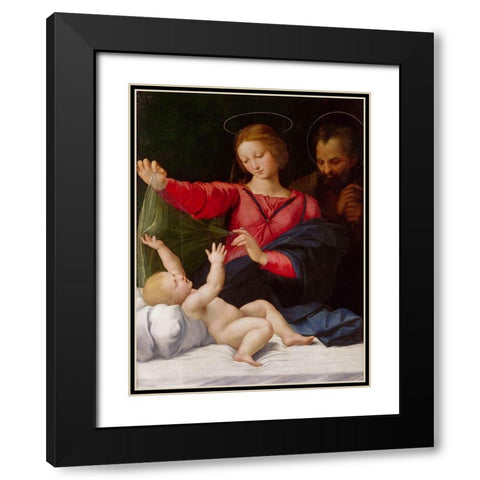 Madonna of Loreto Black Modern Wood Framed Art Print with Double Matting by Raphael