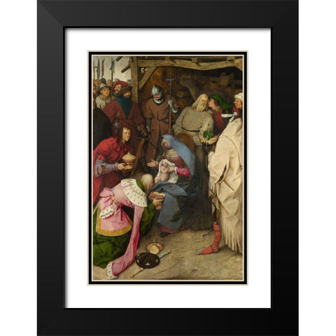 The Adoration of the Kings Black Modern Wood Framed Art Print with Double Matting by Bruegel the Elder, Pieter
