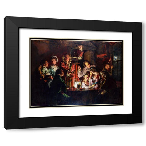 An Experiment on a Bird in the Air Pump Black Modern Wood Framed Art Print with Double Matting by Wright, Joseph