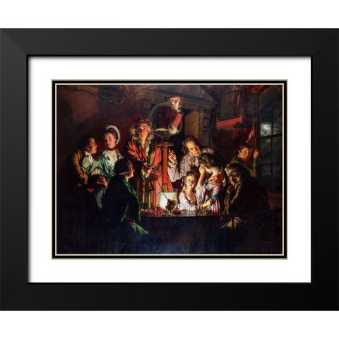 An Experiment on a Bird in the Air Pump Black Modern Wood Framed Art Print with Double Matting by Wright, Joseph