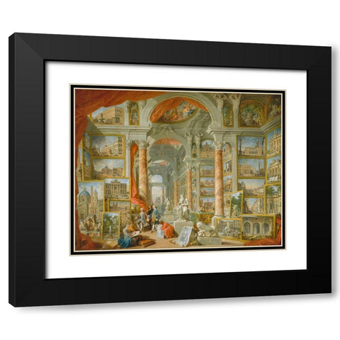 Modern Rome Black Modern Wood Framed Art Print with Double Matting by Panini, Giovanni