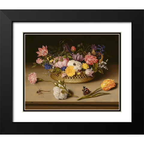 Flower Still Life Black Modern Wood Framed Art Print with Double Matting by Bosschaert the Elder, Ambrosius
