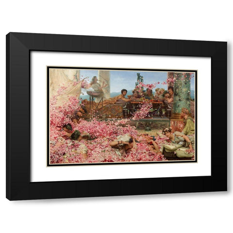 The Roses of Heliogabalus Black Modern Wood Framed Art Print with Double Matting by Alma-Tadema, Sir Lawrence
