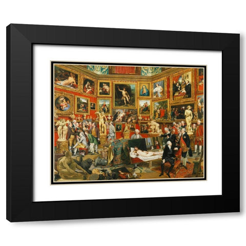 Tribuna of the Uffizi Black Modern Wood Framed Art Print with Double Matting by Zoffany, Johan