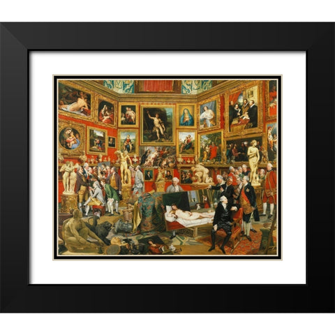 Tribuna of the Uffizi Black Modern Wood Framed Art Print with Double Matting by Zoffany, Johan