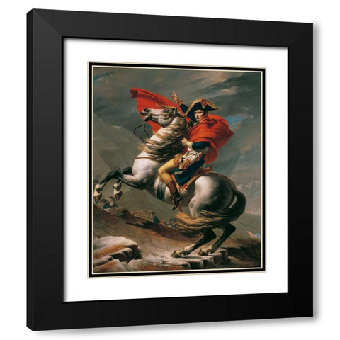 Napoleon Crossing the Alps Black Modern Wood Framed Art Print with Double Matting by David, Jacques-Louis