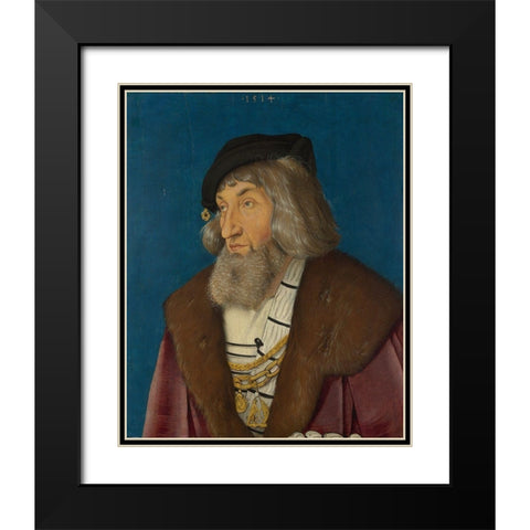 Portrait of a Man Black Modern Wood Framed Art Print with Double Matting by Baldung, Hans