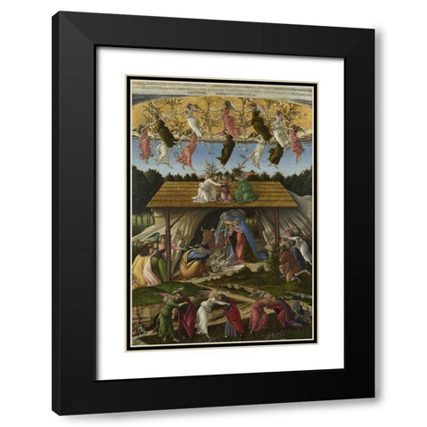 Mystic Nativity Black Modern Wood Framed Art Print with Double Matting by Botticelli, Sandro