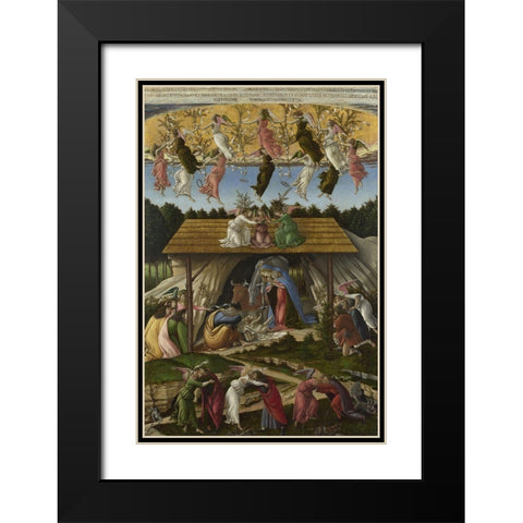 Mystic Nativity Black Modern Wood Framed Art Print with Double Matting by Botticelli, Sandro