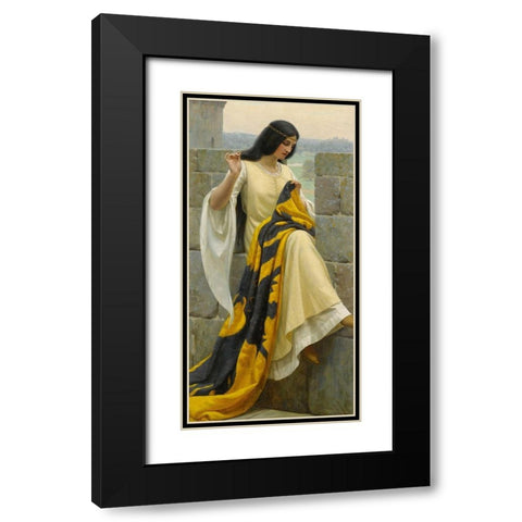Stitching the Standard Black Modern Wood Framed Art Print with Double Matting by Leighton, Edmund
