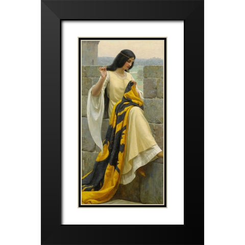 Stitching the Standard Black Modern Wood Framed Art Print with Double Matting by Leighton, Edmund