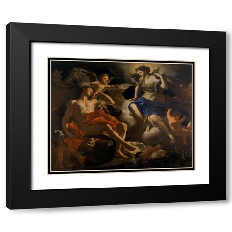 Diana and Endymion Black Modern Wood Framed Art Print with Double Matting by Solimena, Francesco