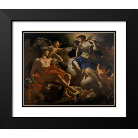 Diana and Endymion Black Modern Wood Framed Art Print with Double Matting by Solimena, Francesco