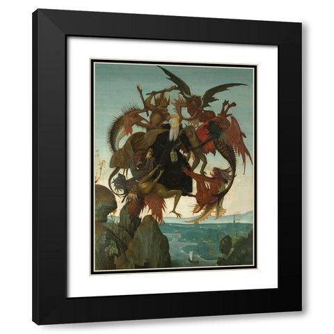 The Torment of Saint Anthony Black Modern Wood Framed Art Print with Double Matting by Michelangelo