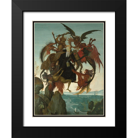 The Torment of Saint Anthony Black Modern Wood Framed Art Print with Double Matting by Michelangelo