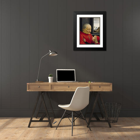 An Old Man and his Grandson Black Modern Wood Framed Art Print with Double Matting by Ghirlandaio, Domenico