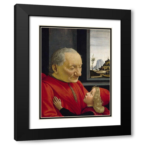 An Old Man and his Grandson Black Modern Wood Framed Art Print with Double Matting by Ghirlandaio, Domenico