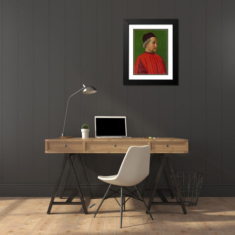 Portrait of a Man Black Modern Wood Framed Art Print with Double Matting by Ghirlandaio, Domenico