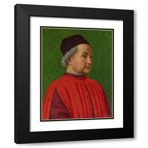 Portrait of a Man Black Modern Wood Framed Art Print with Double Matting by Ghirlandaio, Domenico