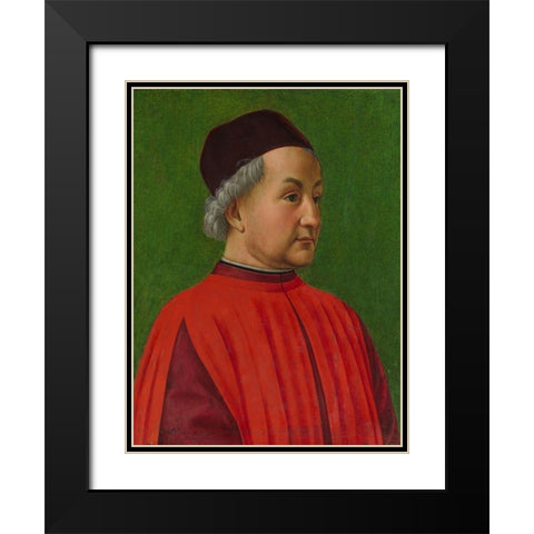 Portrait of a Man Black Modern Wood Framed Art Print with Double Matting by Ghirlandaio, Domenico