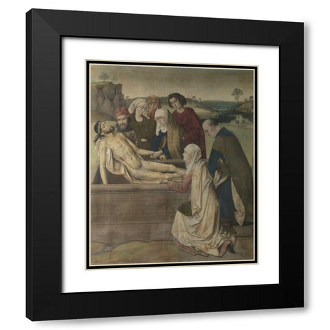 The Entombment Black Modern Wood Framed Art Print with Double Matting by Bouts, Dieric
