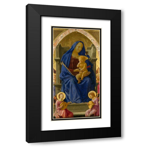 Madonna and Child with Angels Black Modern Wood Framed Art Print with Double Matting by Masaccio