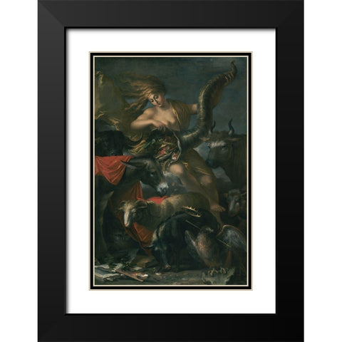 Allegory of Fortune Black Modern Wood Framed Art Print with Double Matting by Rosa, Salvator