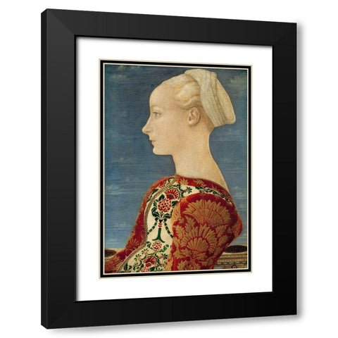 Profile Portrait of a Young Lady Black Modern Wood Framed Art Print with Double Matting by del Pollaiolo, Piero