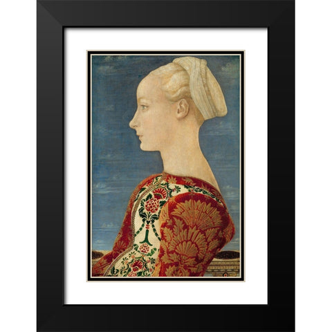 Profile Portrait of a Young Lady Black Modern Wood Framed Art Print with Double Matting by del Pollaiolo, Piero
