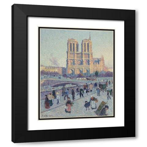 The Quai Saint-Michel and Notre-Dame Black Modern Wood Framed Art Print with Double Matting by Luce, Maximilien