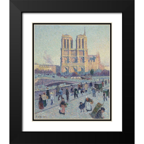 The Quai Saint-Michel and Notre-Dame Black Modern Wood Framed Art Print with Double Matting by Luce, Maximilien