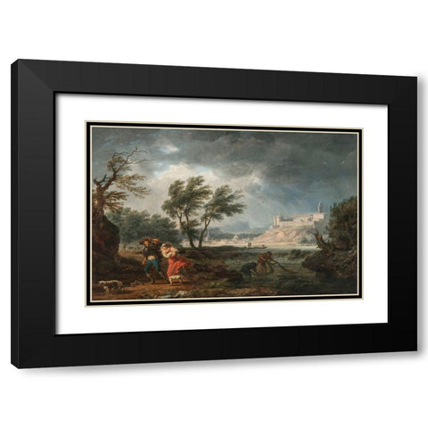 Four Times of the Day, Midday Black Modern Wood Framed Art Print with Double Matting by Vernet, Claude Joseph