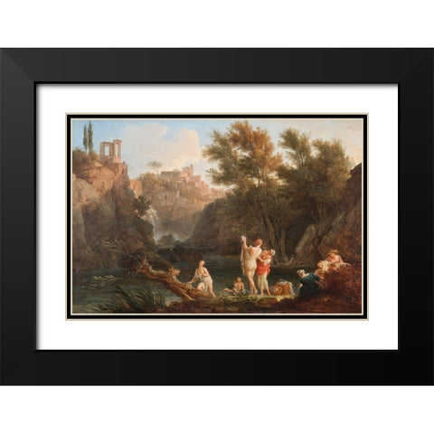 Four Times of the Day, Evening Black Modern Wood Framed Art Print with Double Matting by Vernet, Claude Joseph