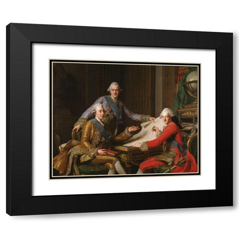 King Gustav III of Sweden and His Brothers Black Modern Wood Framed Art Print with Double Matting by Roslin, Alexander