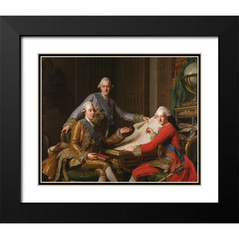King Gustav III of Sweden and His Brothers Black Modern Wood Framed Art Print with Double Matting by Roslin, Alexander