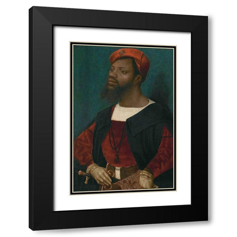 Portrait of an African Man Black Modern Wood Framed Art Print with Double Matting by Mostaert, Jan