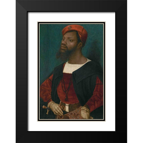 Portrait of an African Man Black Modern Wood Framed Art Print with Double Matting by Mostaert, Jan
