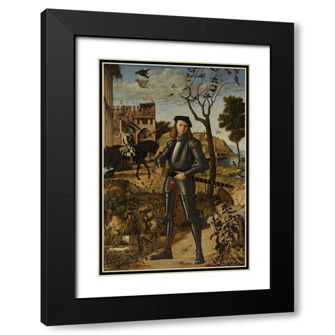 Young Knight in a Landscape Black Modern Wood Framed Art Print with Double Matting by Carpaccio, Vittore