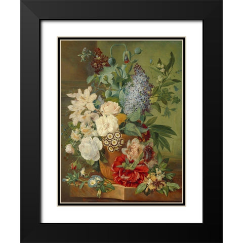 Flowers in a Terracotta Vase Black Modern Wood Framed Art Print with Double Matting by Brandt, Albertus Jonas