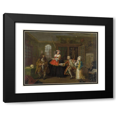 Marriage A la Mode 3 The Inspection Black Modern Wood Framed Art Print with Double Matting by Hogarth, William