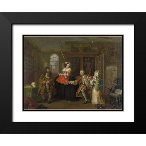 Marriage A la Mode 3 The Inspection Black Modern Wood Framed Art Print with Double Matting by Hogarth, William