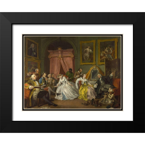 Marriage A la Mode 4 The Toilette Black Modern Wood Framed Art Print with Double Matting by Hogarth, William