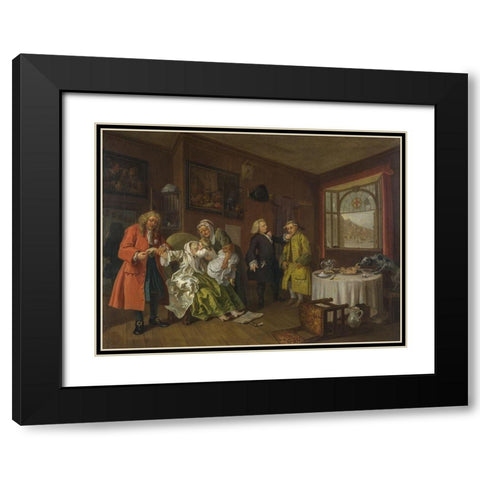 Marriage A la Mode 6 The Ladys Death Black Modern Wood Framed Art Print with Double Matting by Hogarth, William