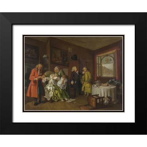 Marriage A la Mode 6 The Ladys Death Black Modern Wood Framed Art Print with Double Matting by Hogarth, William