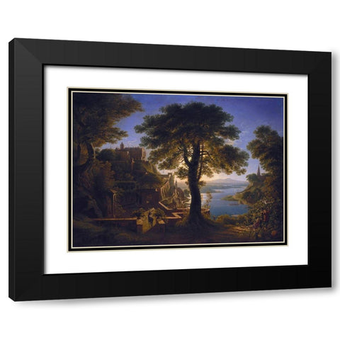 Castle by the River Black Modern Wood Framed Art Print with Double Matting by Schinkel, Karl Friedrich