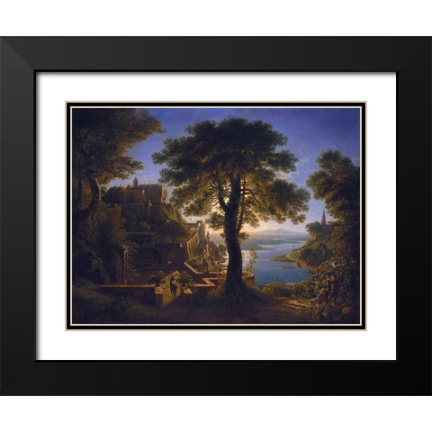 Castle by the River Black Modern Wood Framed Art Print with Double Matting by Schinkel, Karl Friedrich